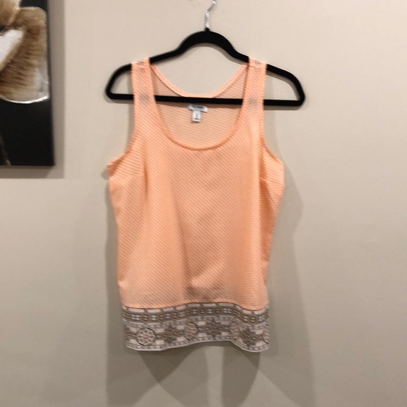 Orange Print Tank With Interesting Hem Detail - Picture 1 of 4